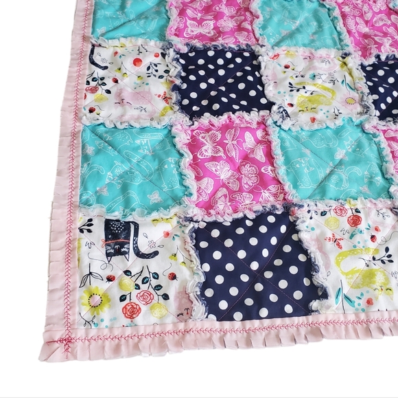 New Homemade Newborn Rag Quilt Security Blanket Doll Blanket Pet Blanket - Picture 4 of 13